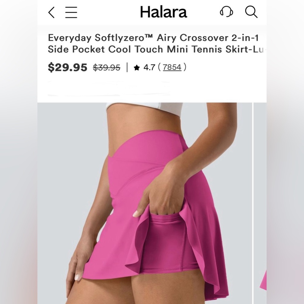 Fushcia Halara: Everyday Softly Zero, Airy Crossover 2-in-1 Tennis Skirt